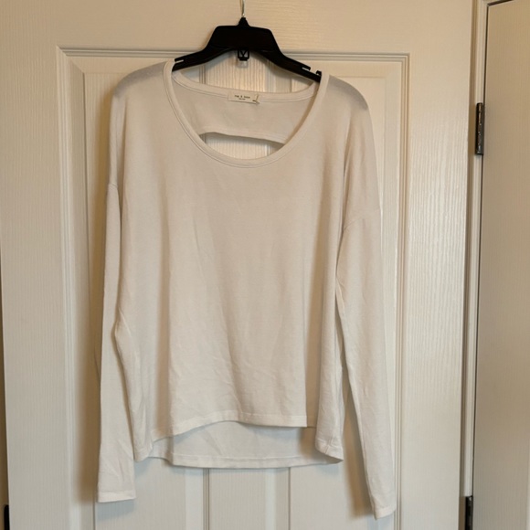 RAG & BONE JEAN Florence Cutout Back Long Sleeve Top in White - Picture 3 of 7
